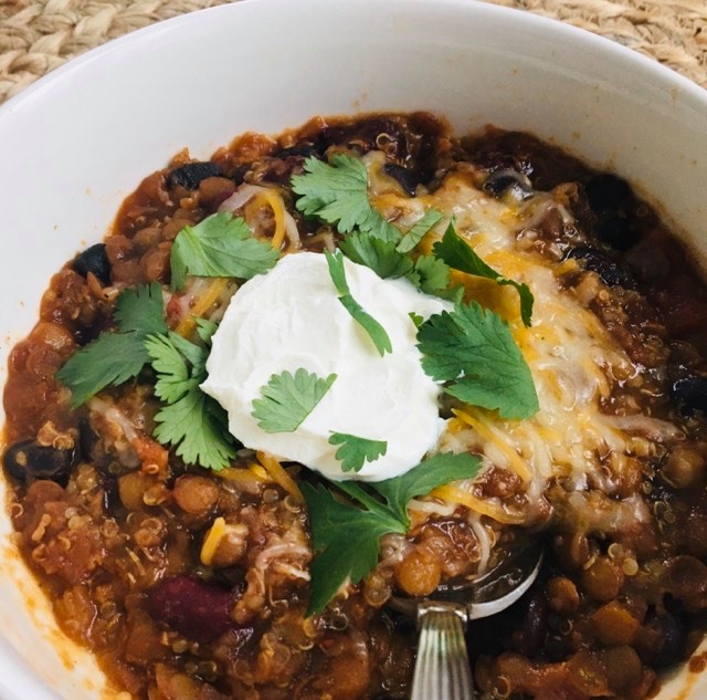 Lentil Quinoa Chili in the Slow Cooker Vegetarian